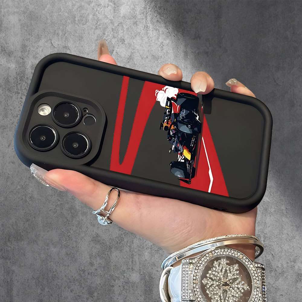 1Pc Black For iPhone 14 Cool Racing Car Design Phone Case
