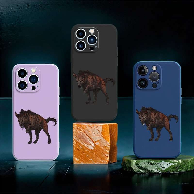 1Pc Black For iPhone 15 African Wild Dog Phone Case