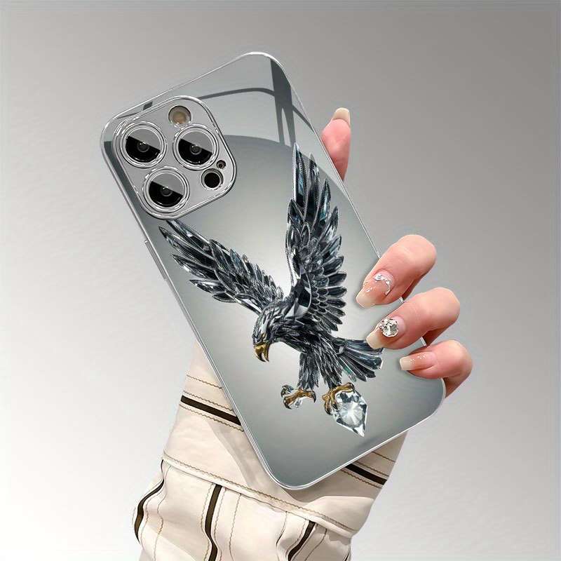 1Pc Mixed Color  For iPhone 16 Plus Crystal Eagle Pattern Phone Case