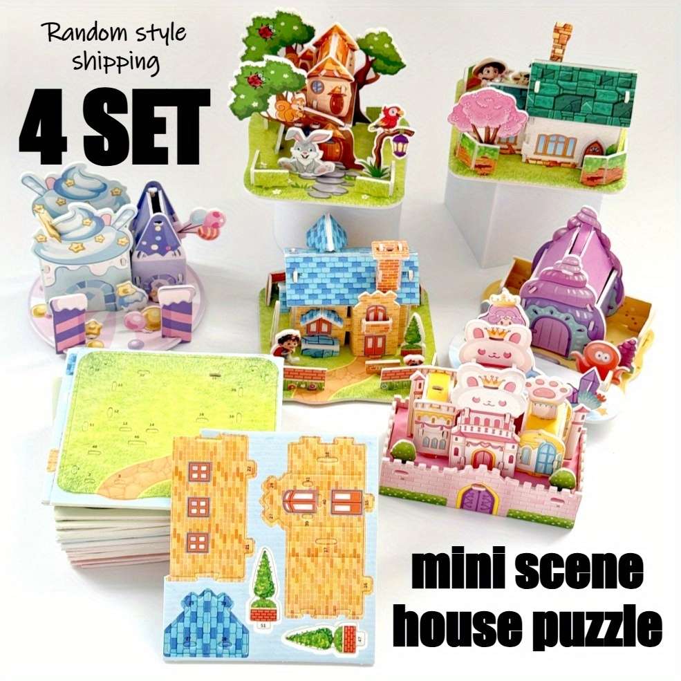 3D Building Model Puzzle Set Model Random Quantity 4 Pcs
