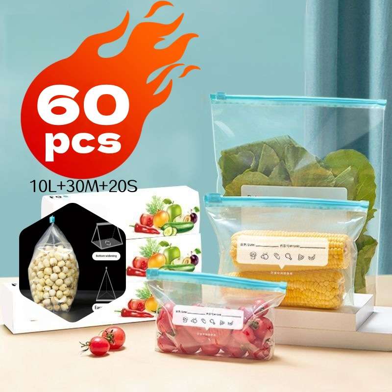 Food Storage Bags Quantity Buckle Type  60Pcs