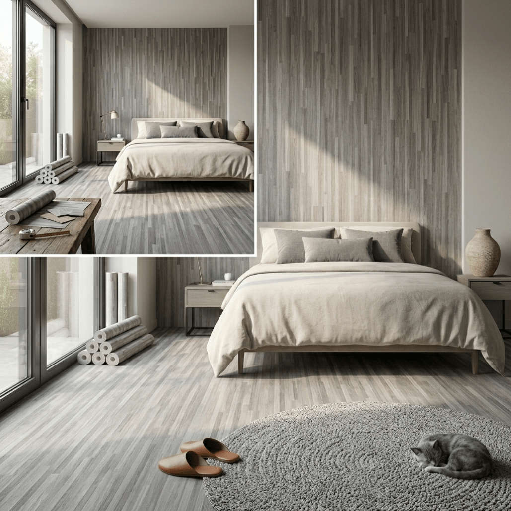 Self Adhesive Floor Stickers Parquet Light Gray 40*700