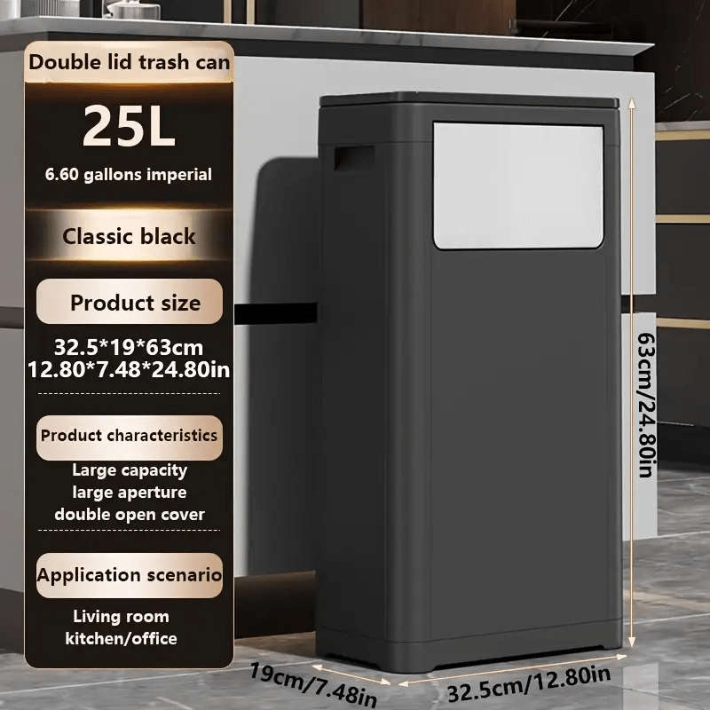 Garbage Can Color Black 25L Double Opening