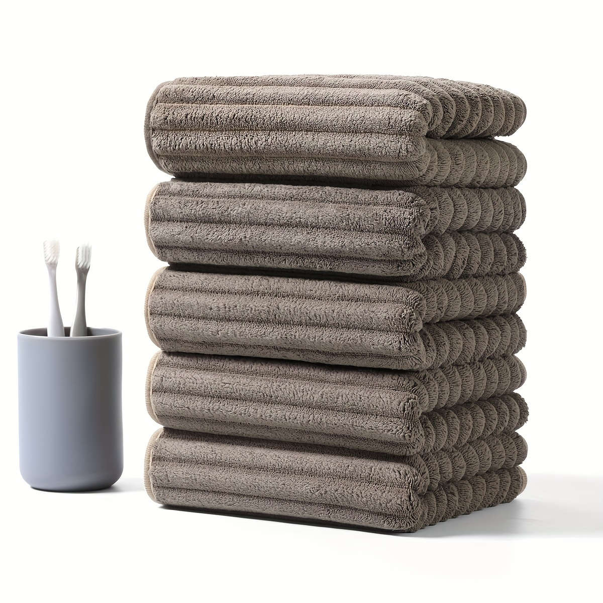 5Pcs Dark Microfiber High Hand Towels Stripe Comfortable Quality Soft Candy