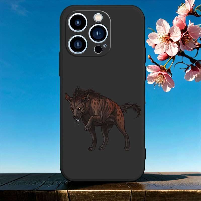 1Pc Black For iPhone 15 African Wild Dog Phone Case