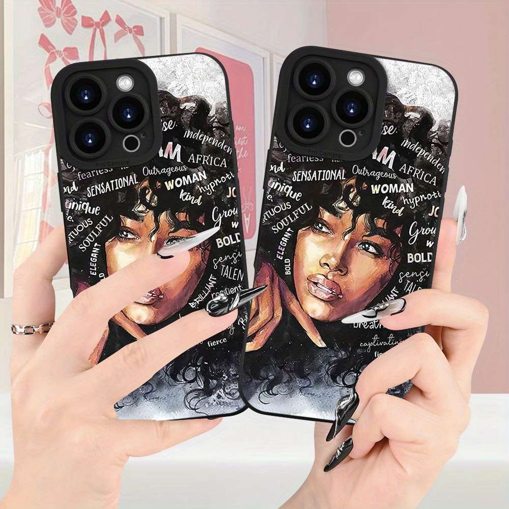 1Pc Black For iPhone 12 Pro Max African Girl Phone Case