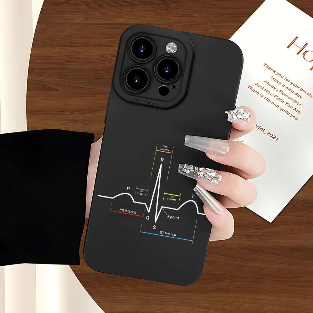 1Pc Black For iPhone 7 Plus 8 Plus Heartbeat Pattern Phone Case