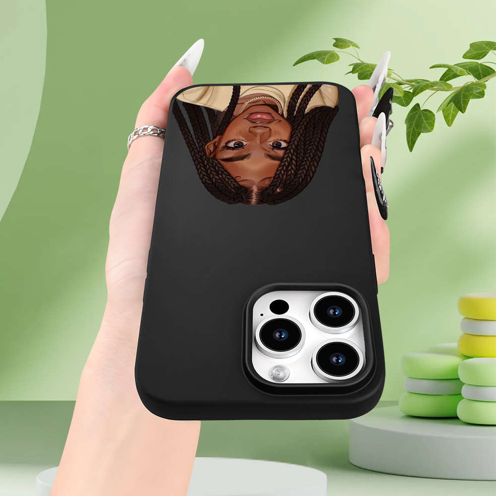 1Pc Black For iPhone 7 African Girl Pattern Phone Case