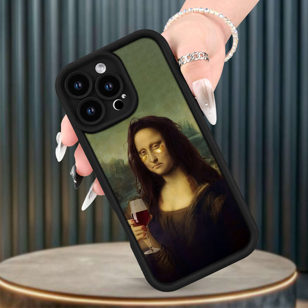 1Pc Black For iPhone 12 Mini Mona Lisa Phone Case