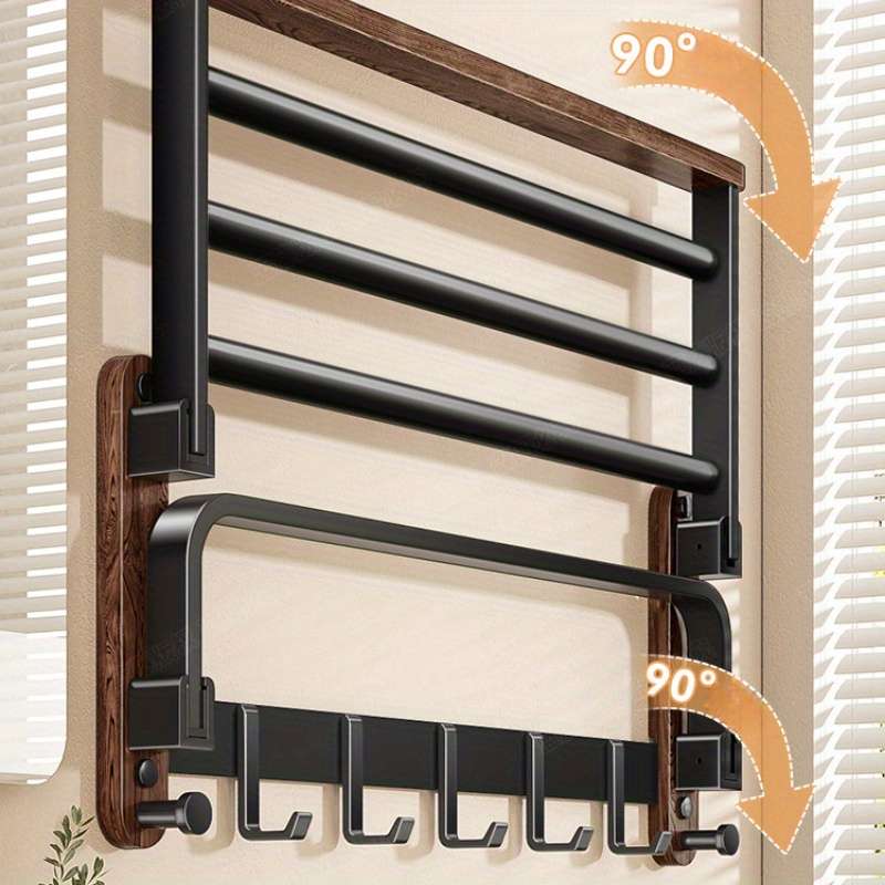 Bathroom Storage Rack Size Flagship Black Walnut Towel Rack 6Pcs Set1