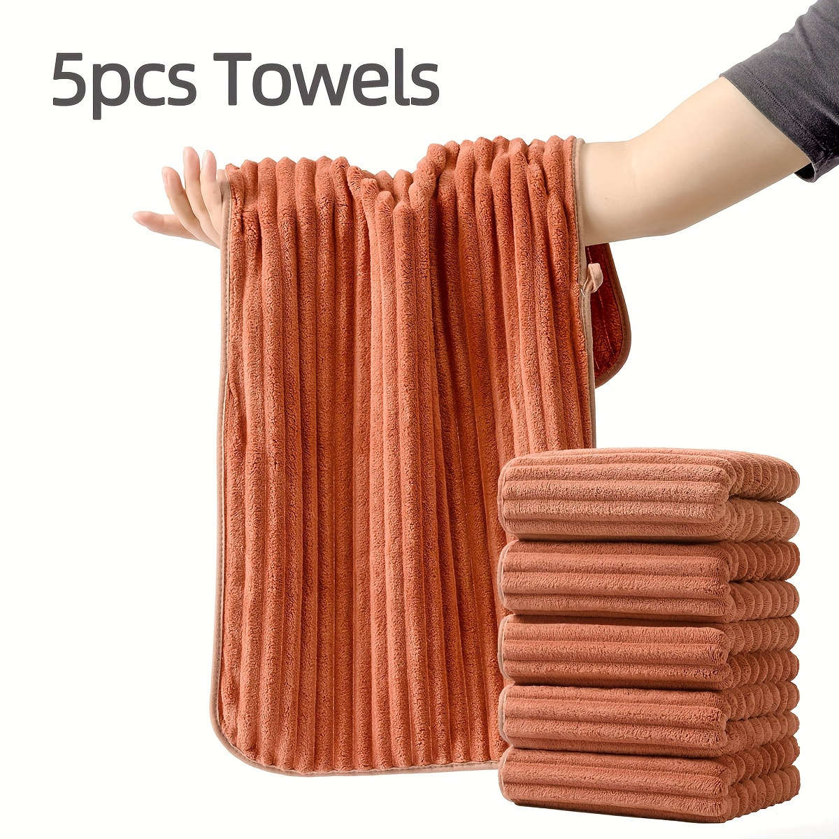5Pcs Dark Microfiber High Hand Towels Stripe Comfortable Quality Soft Candy