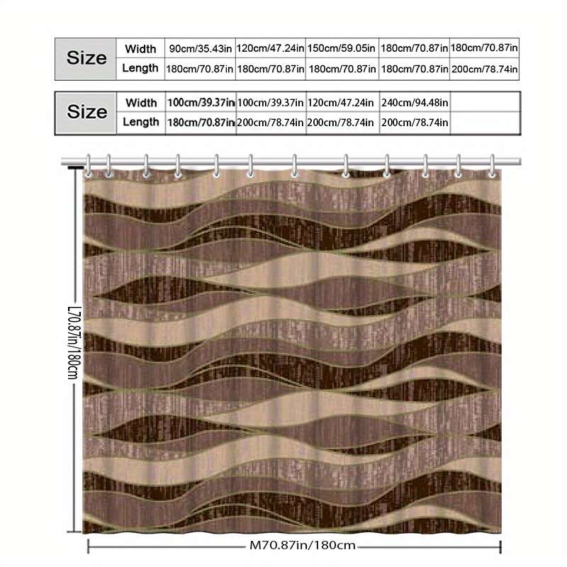 Waterproof Shower Curtain Color Brown Size 100X180 100.0Cm*180.01Cm