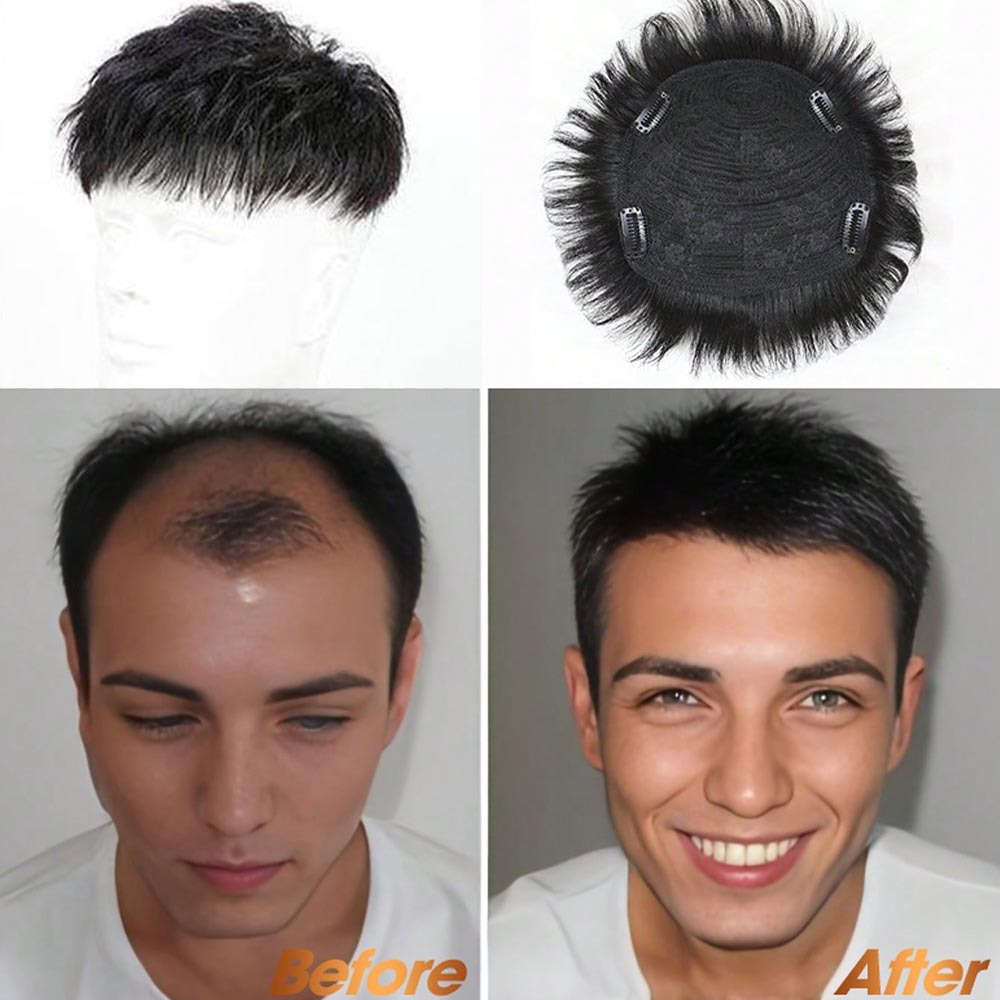 Black Mens Wigs Size 16X18Cm