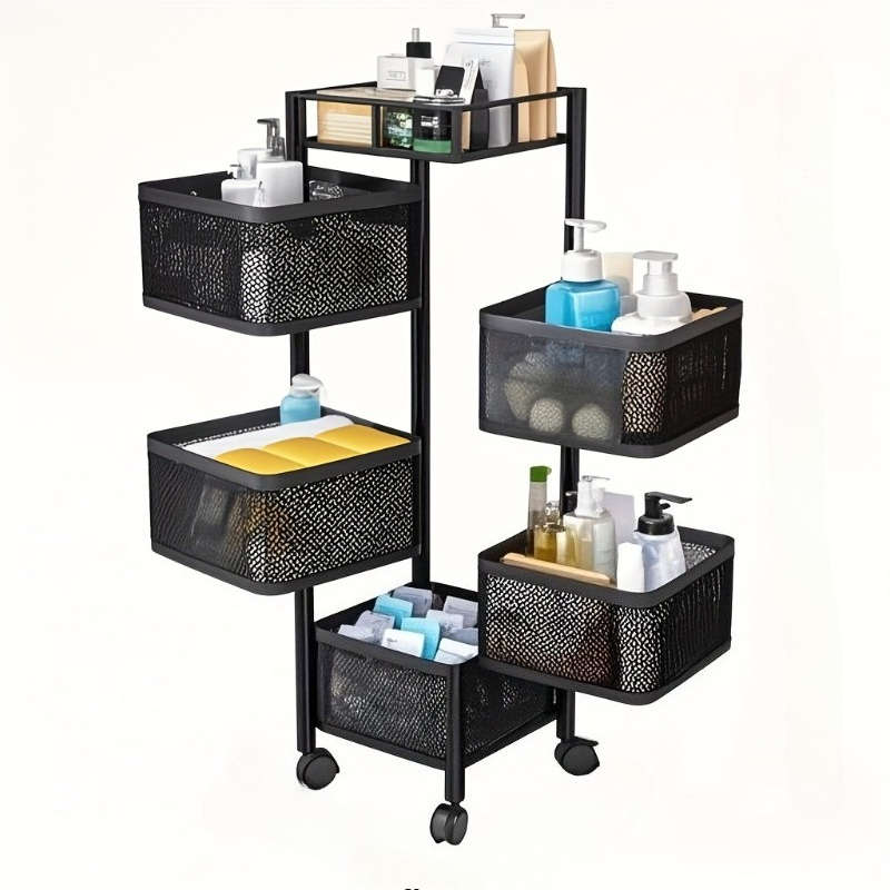 Bathroom Storage Rack Color Metal White 5Layer Rotation