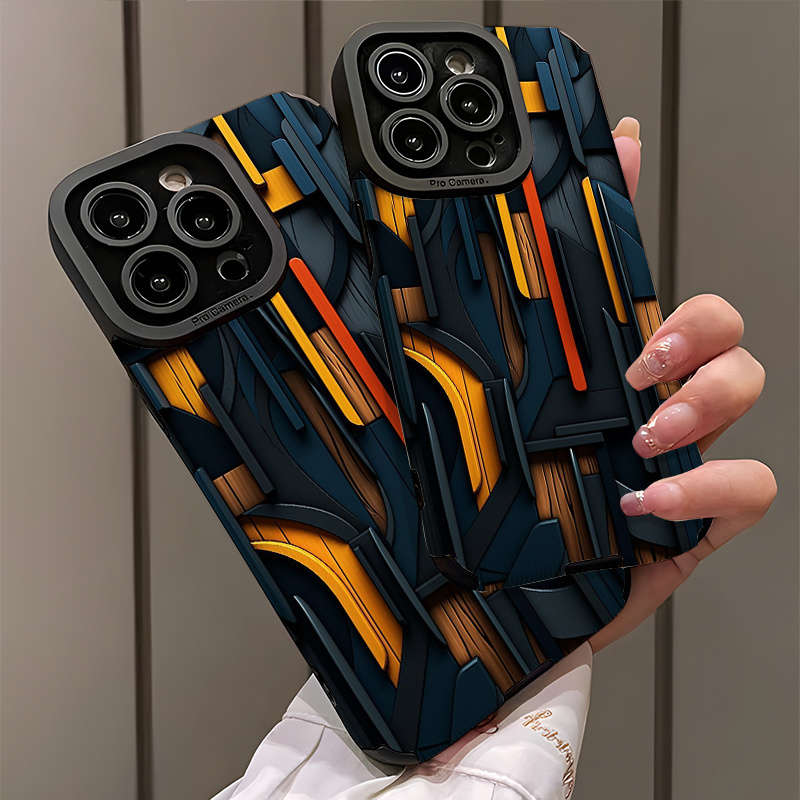 1Pc Mixed Color  For iPhone 7 8 SE2 SE3 Abstract Geometric Pattern Phone Case