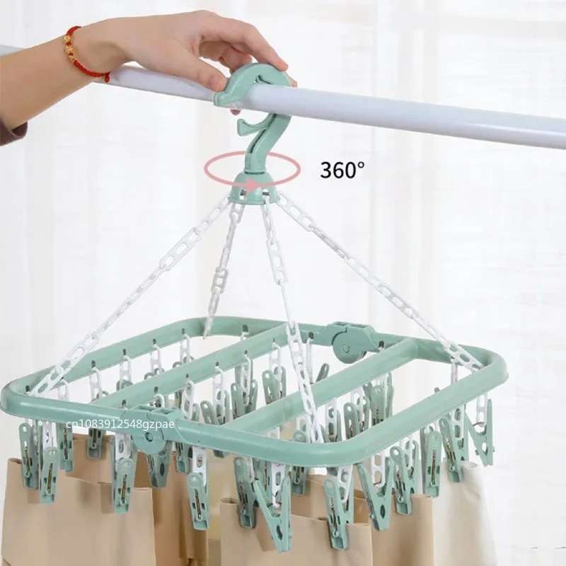 Clothes Rack Blue Storage 32Clips