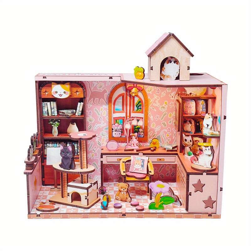 3D Building Model Puzzle Set Style Cat House