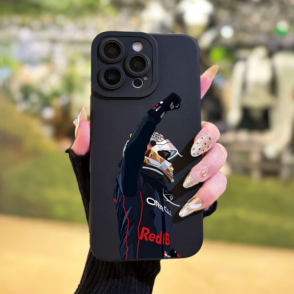 1Pc Black For iPhone 14 Pro Max Angel Eye Racing Driver Phone Case