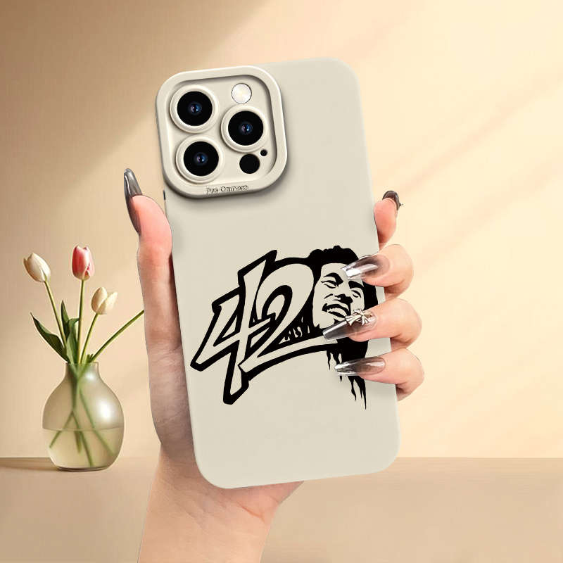 1Pc Beige For iPhone 12 Mini Smoking Men Pattern Phone Case