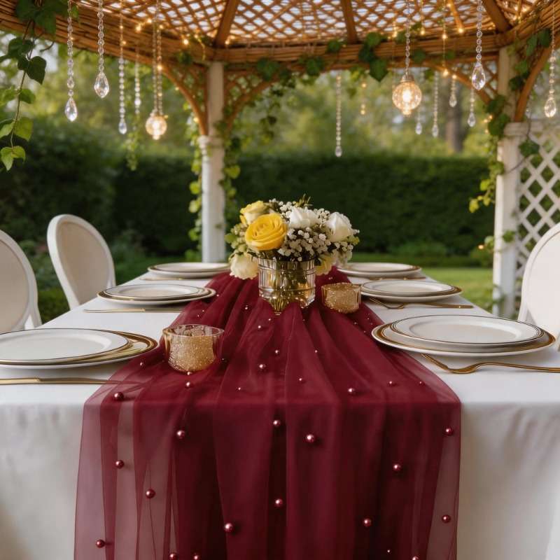 Wedding Supplies Color Burgundy Color Size 70*295Cm