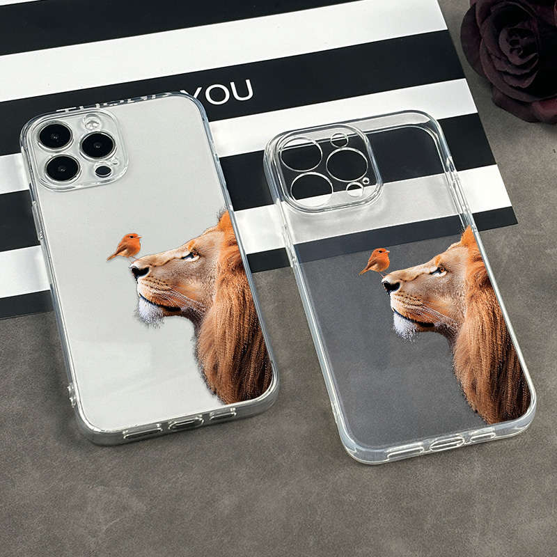 1Pc Transparent For iPhone 13 Mini African Lion Phone Case
