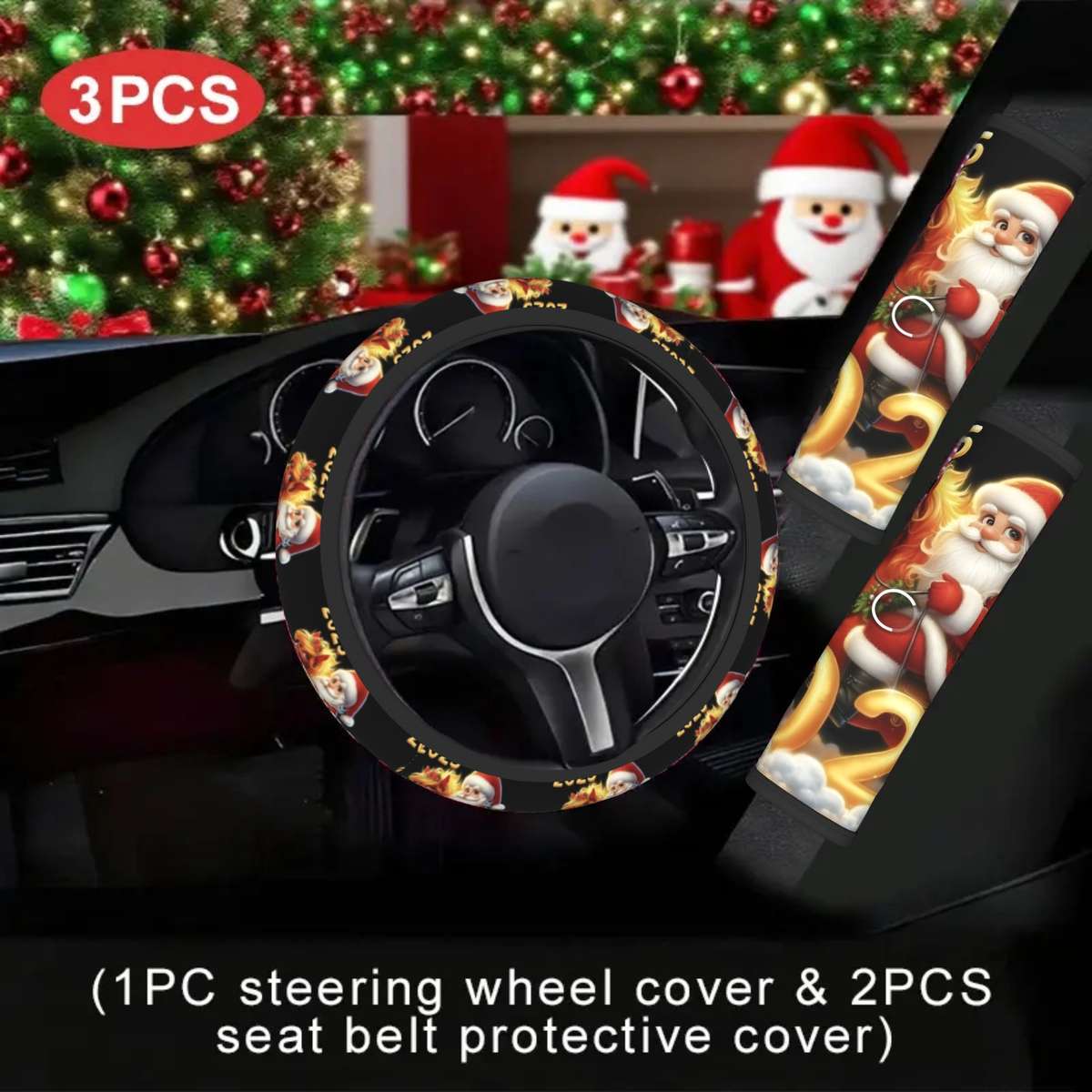 Car Steering Wheel Cover Mixed Color Quantity 3Pcs