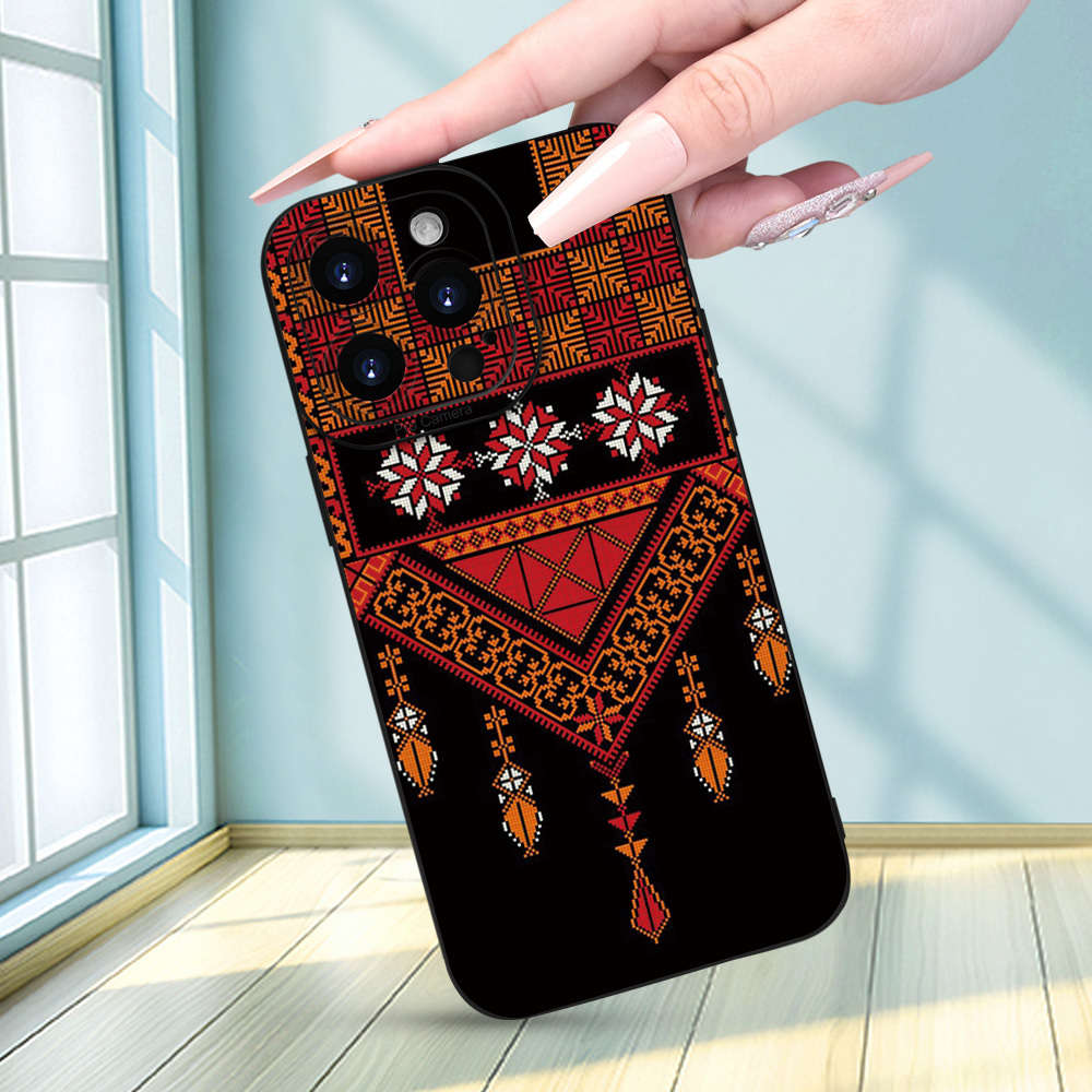 1Pc Black For iPhone 16e African Style Geometric Phone Case