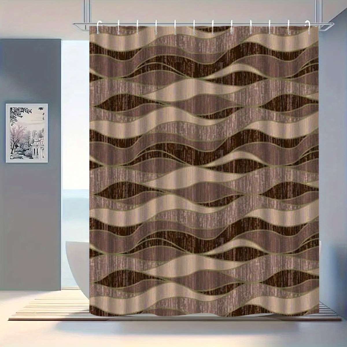 Waterproof Shower Curtain Color Brown Size 100X180 100.0Cm*180.01Cm