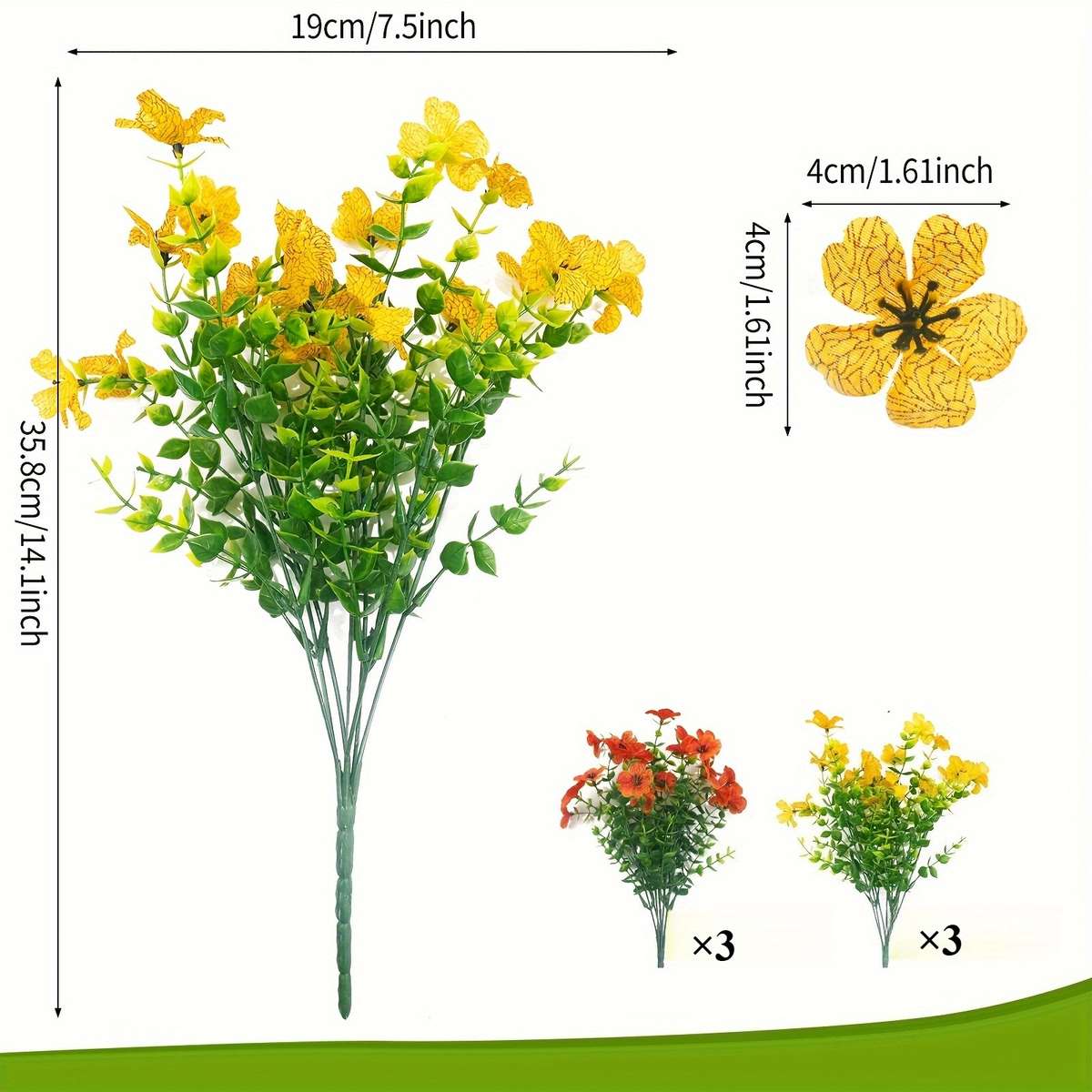 Simulated Flower Color Orange Yellow Quantity6Pcs