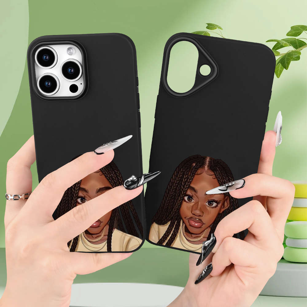 1Pc Black For iPhone 7 African Girl Pattern Phone Case