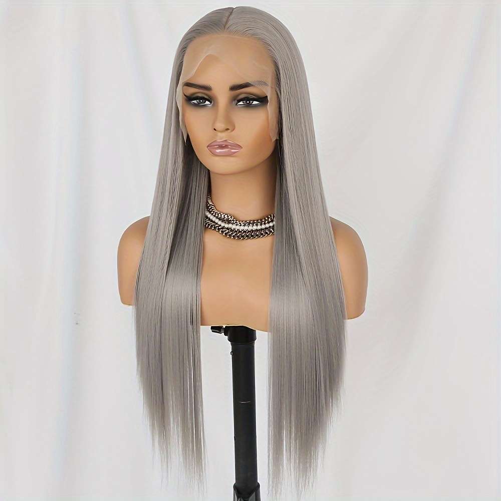 Grey Womens Wigs Hair Length 66.04Cm