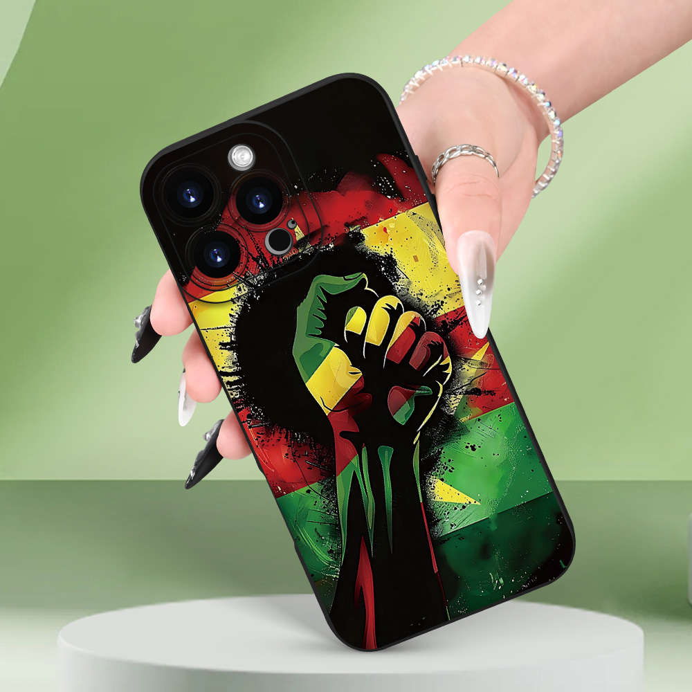 1Pc Black For iPhone 7 Plus 8 Plus Power Fist Flag Pattern Phone Case