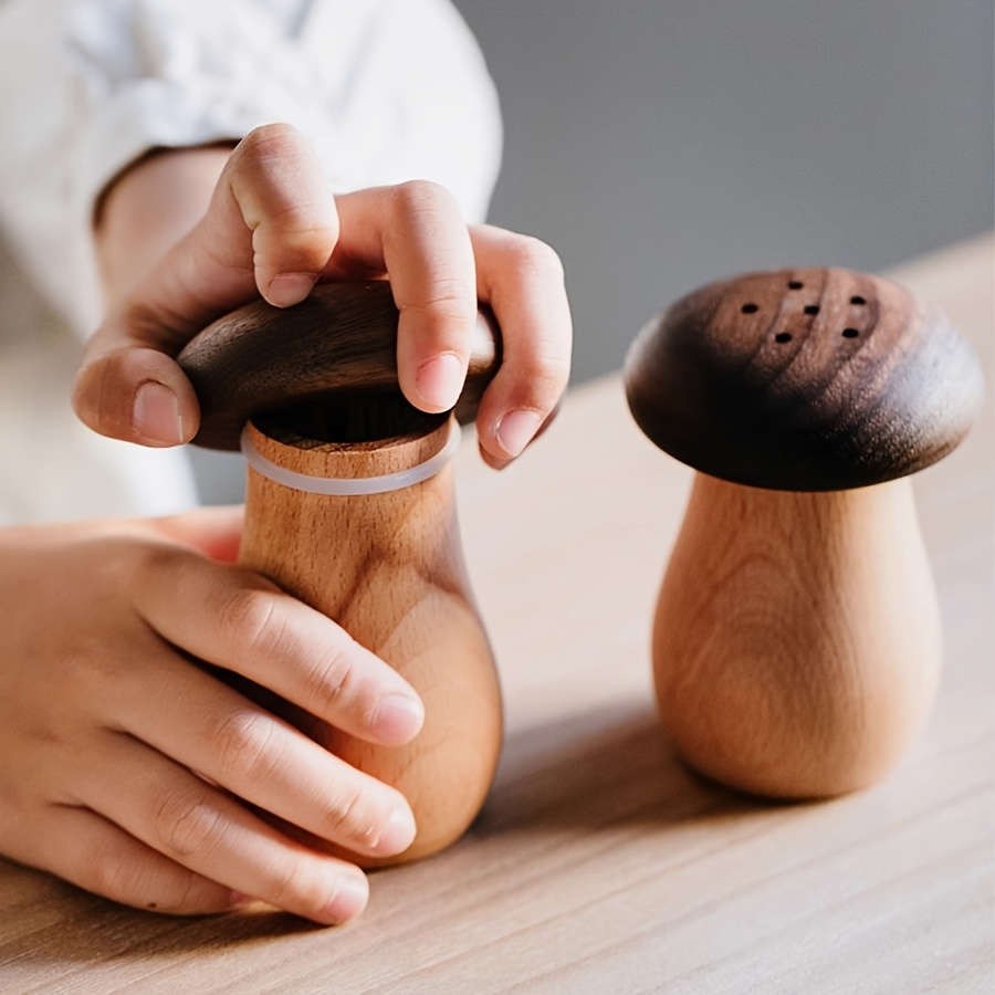 1pc Charming Mushroom-Shaped Solid Wood Toothpick Holder The Perfect Choice for Home Kitchen