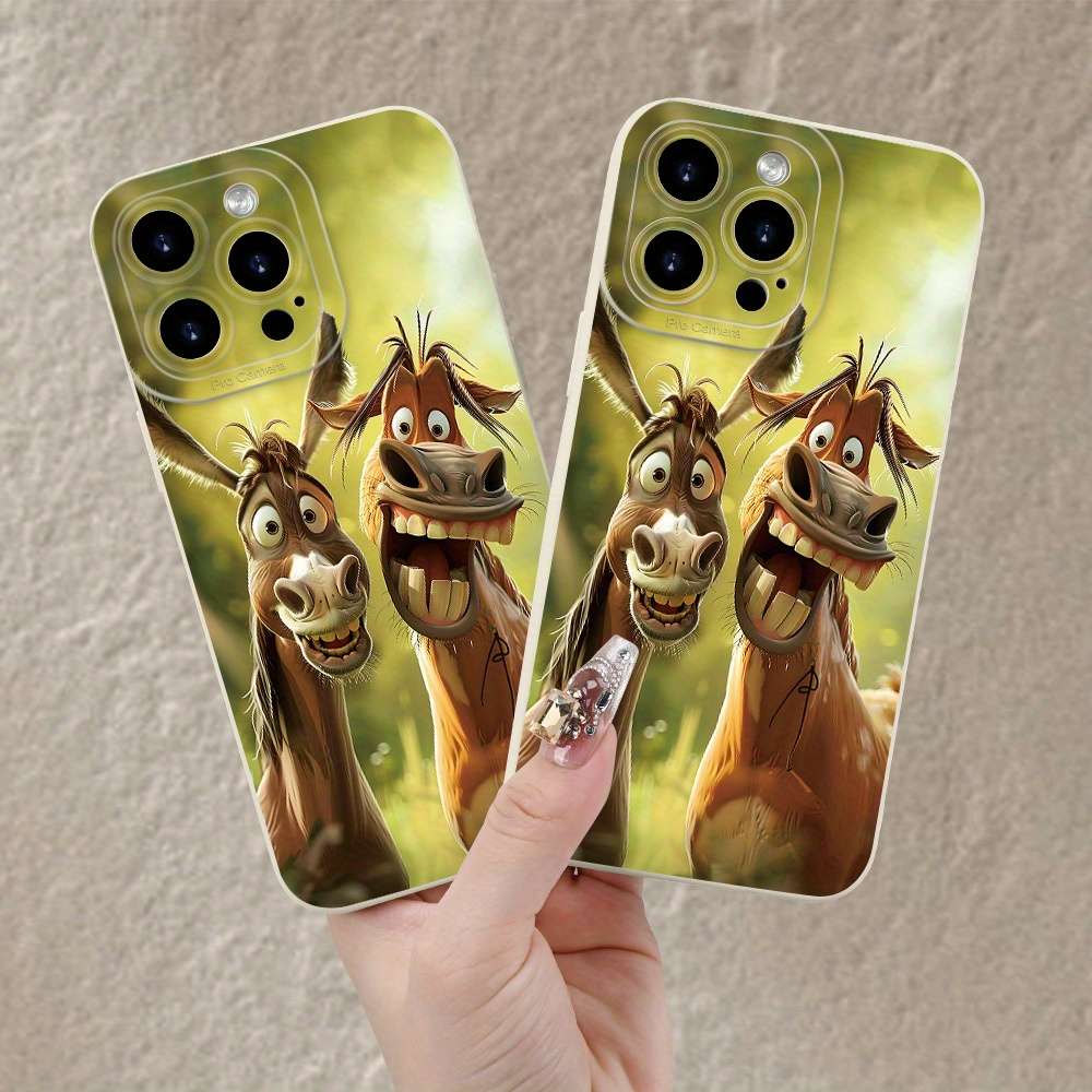 1Pc Ivory White For iPhone 13 Mini Cute Funny Donkey Phone Case