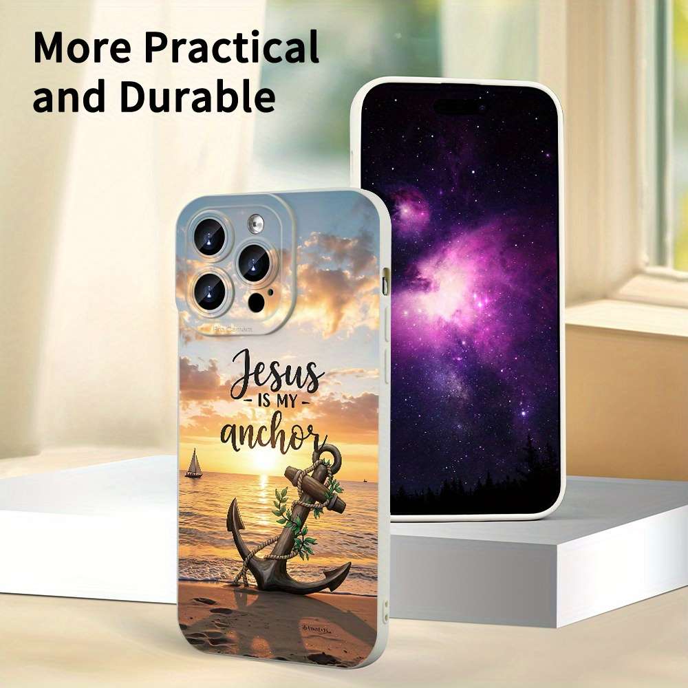 1Pc Ivory White For iPhone 15 Plus Anchor Design Phone Case