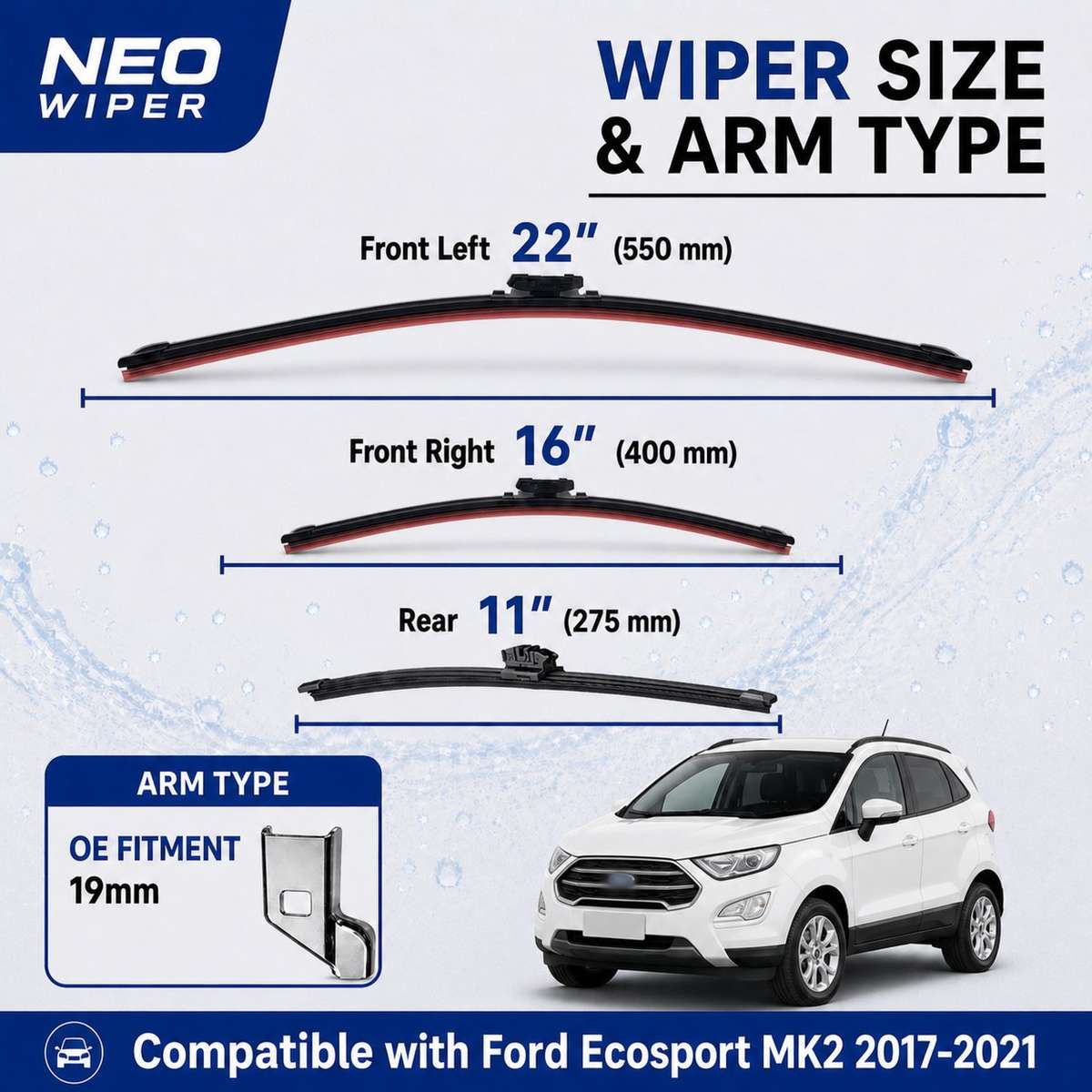 Windshield Wipers Model For 2017 2021 Ford Ecosport Mk2