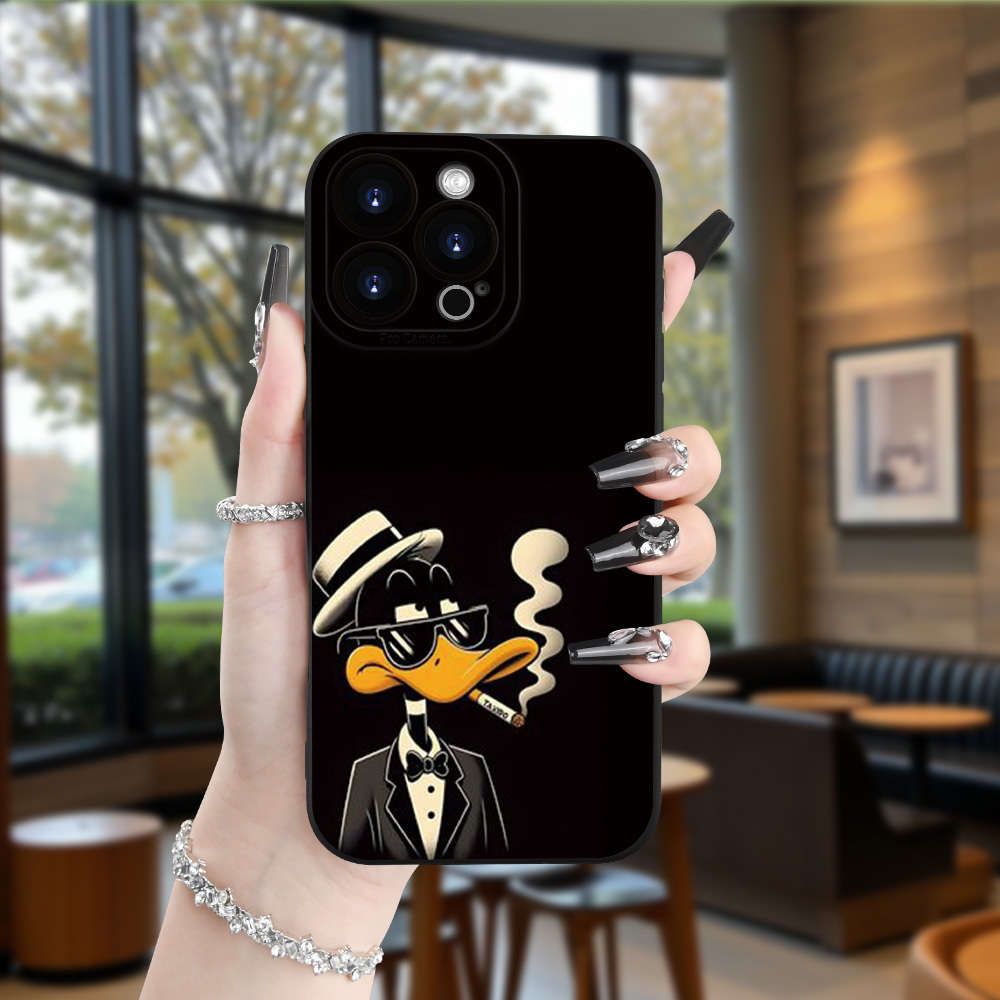 1Pc Black For iPhone 14 Unique Duck Designs Phone Case