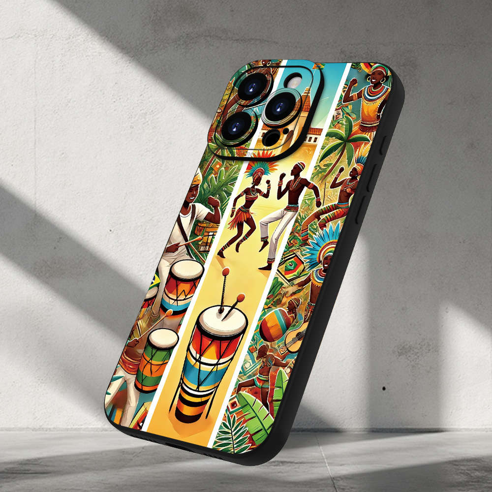 1Pc Black For iPhone 14 African Cultural Patterns Phone Case
