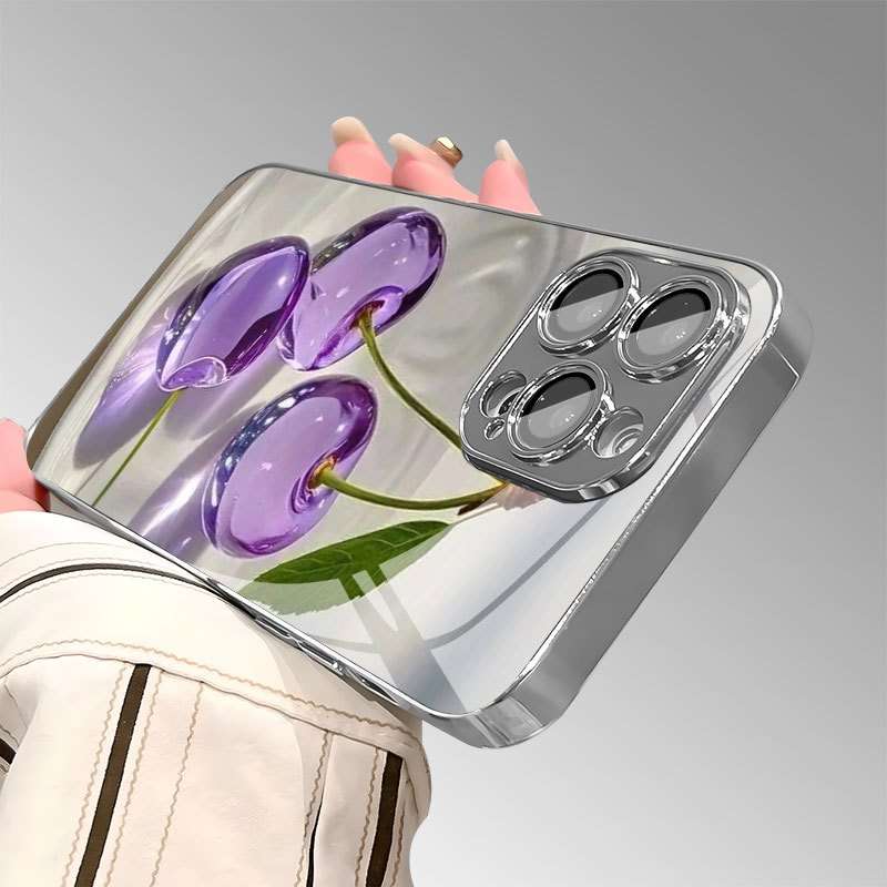 1Pc Mixed Color  For iPhone 7 Plus Crystal Cherry Pattern Phone Case