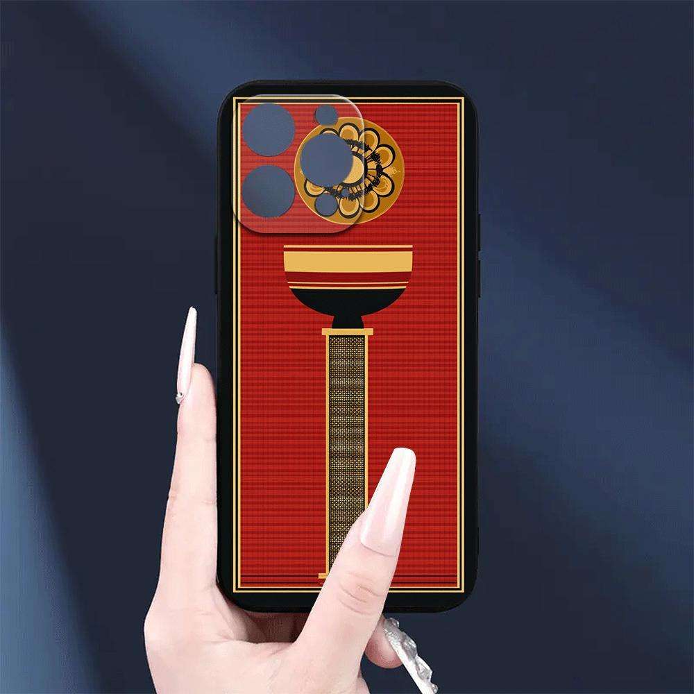 1Pc Black For iPhone 16 Plus African Geometric Style Phone Case