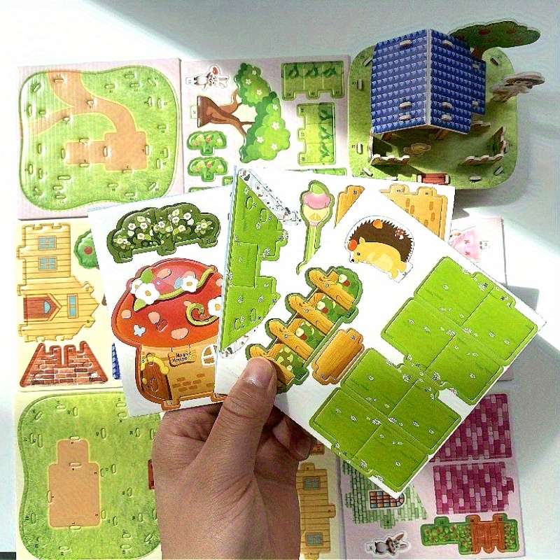 3D Building Model Puzzle Set Style Random Quantity 4 Pcs