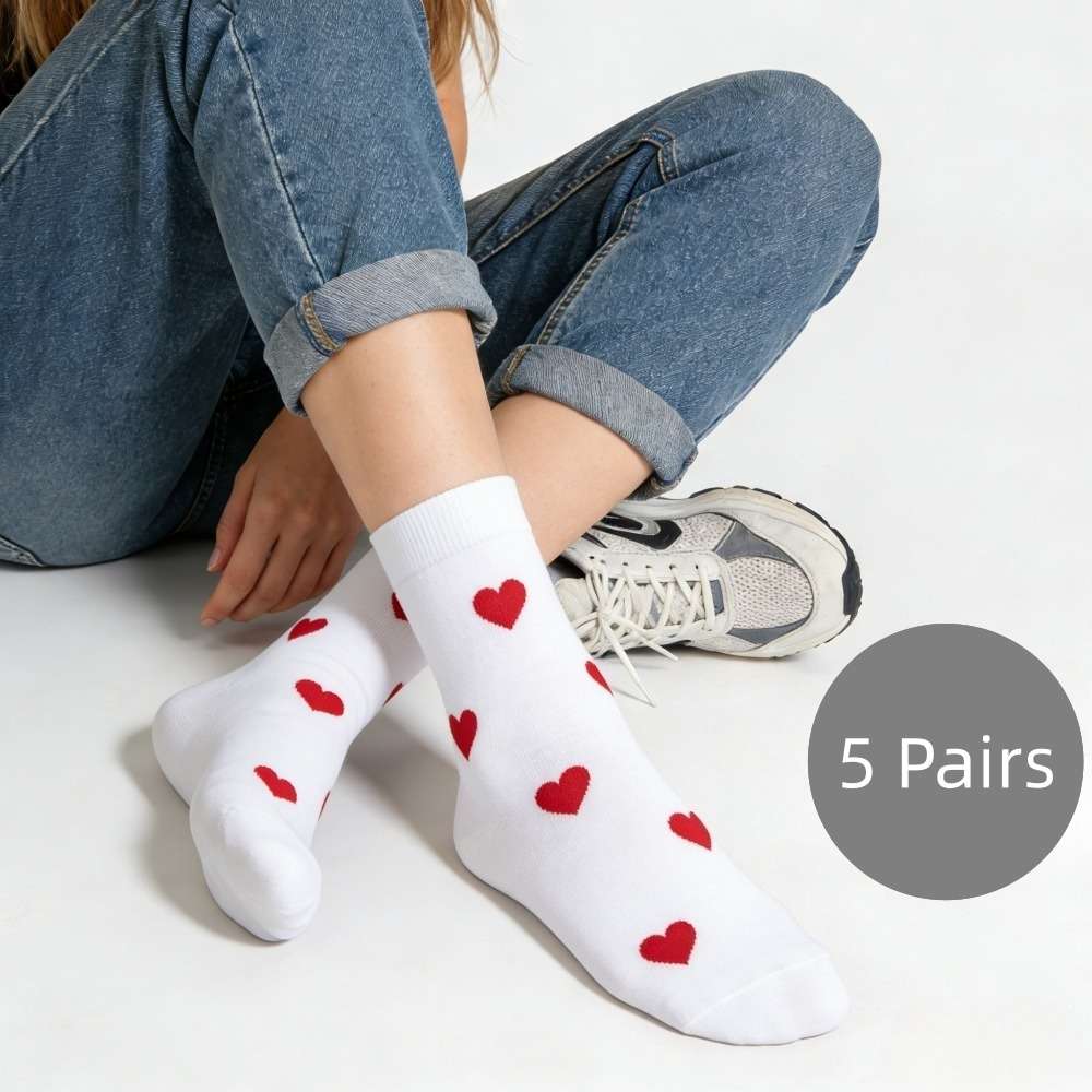 Women S Socks Color 5Pairs White Size Onesize