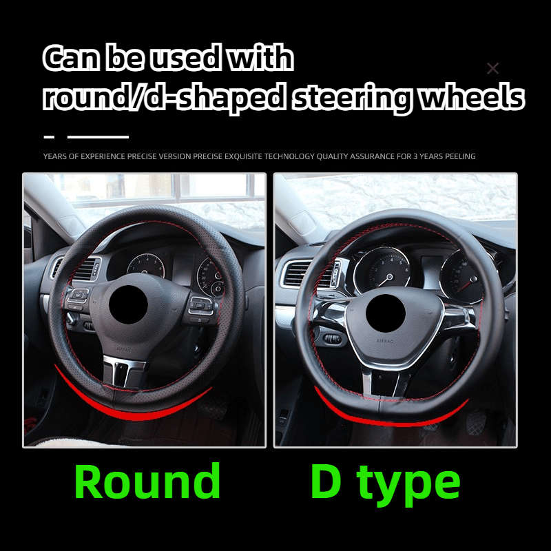 Car Steering Wheel Cover Black+Red Lines