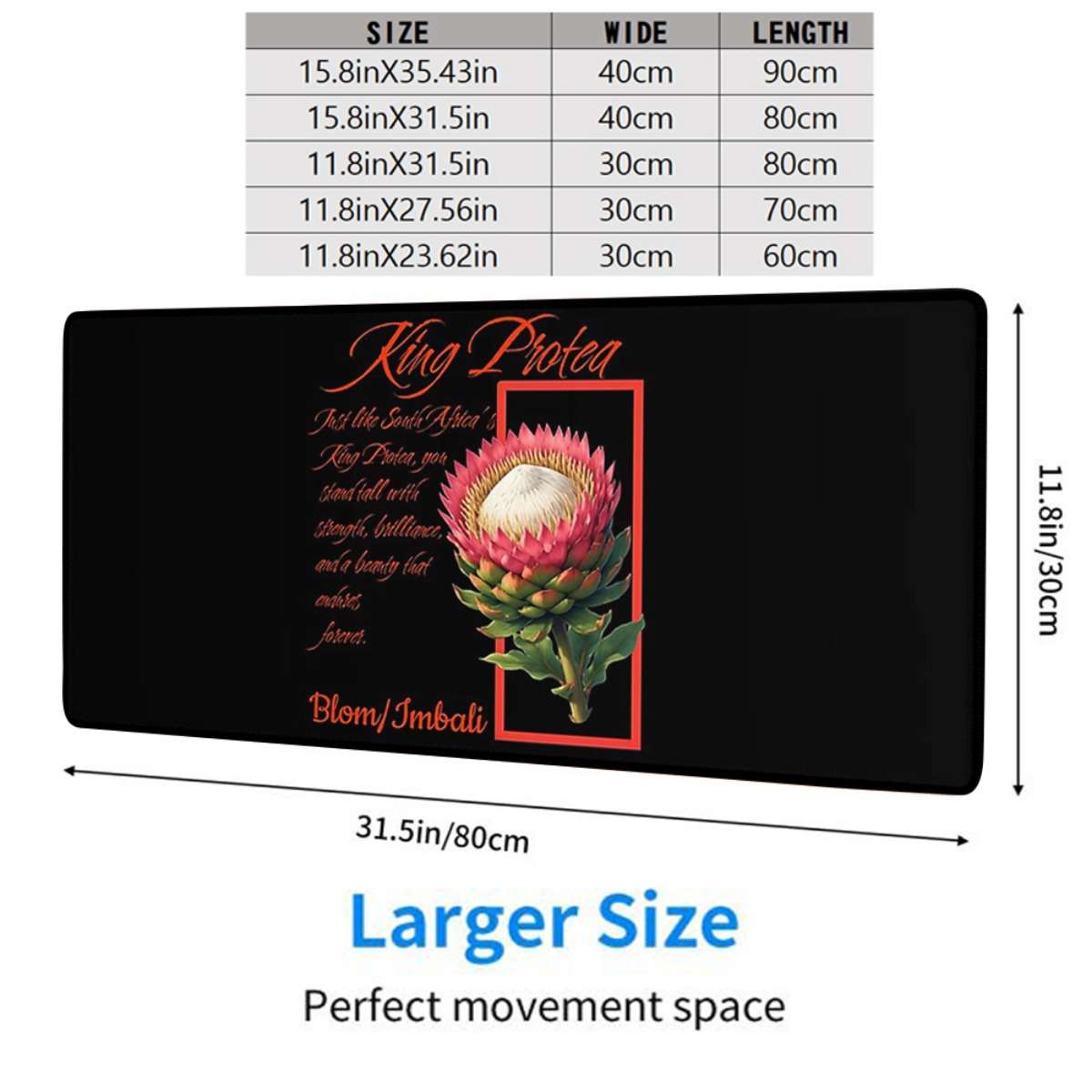 Mouse Pad Color 1Pc Size 15.8X35.43In