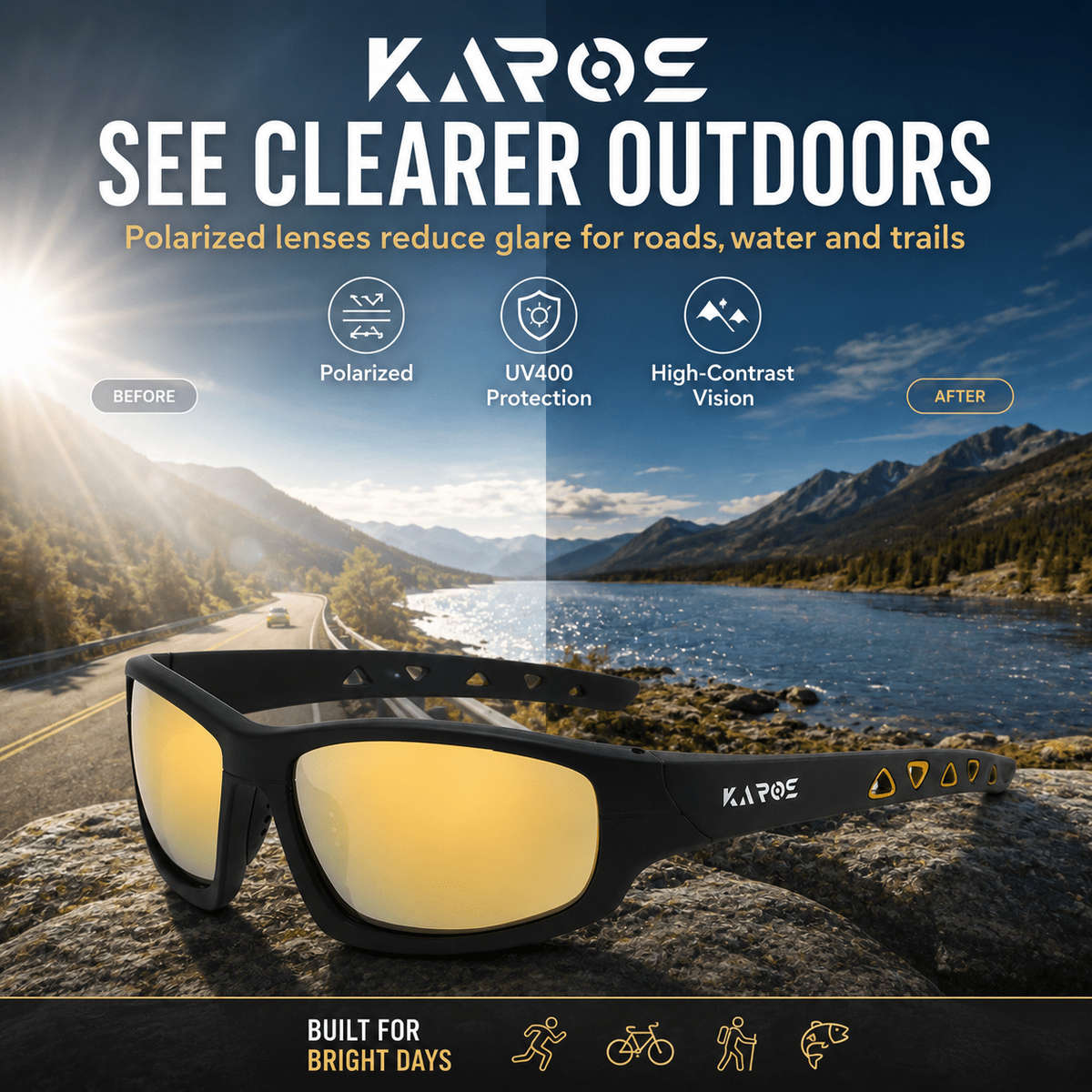 Cycling Glasses Color Black Frame Red Film