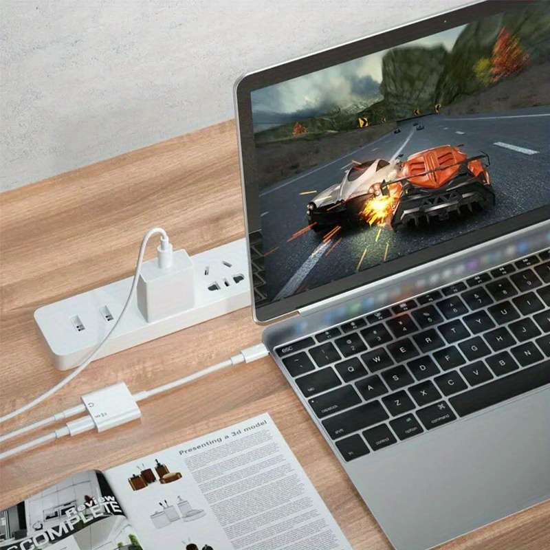 Charging Cable Color White Dual Usb C