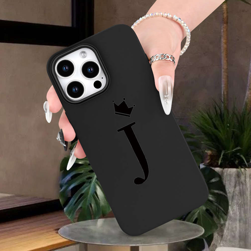 1Pc Black For iPhone 8 Plus Letter Crown J Phone Case