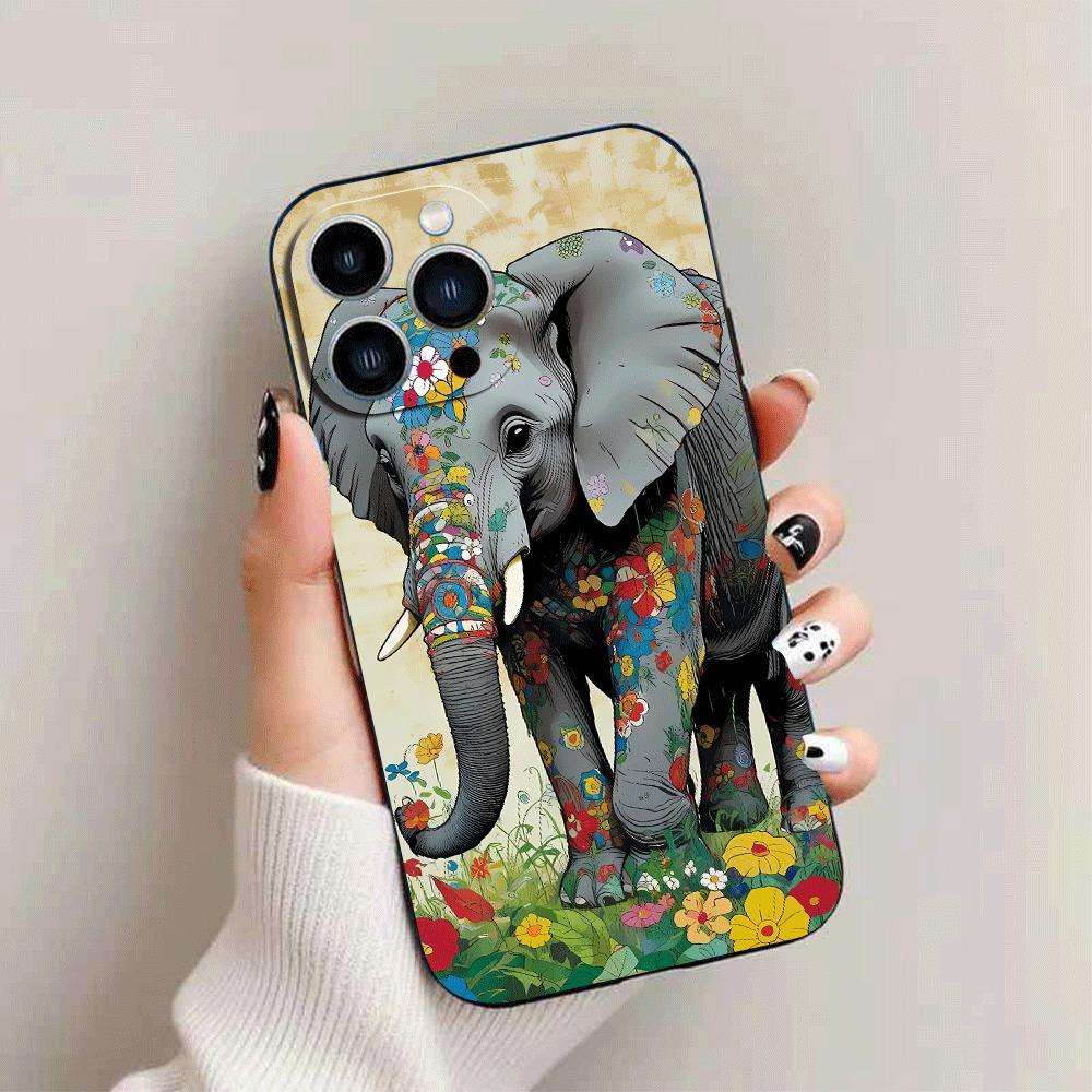 1Pc Black For iPhone 15 African Style TPU Phone Case