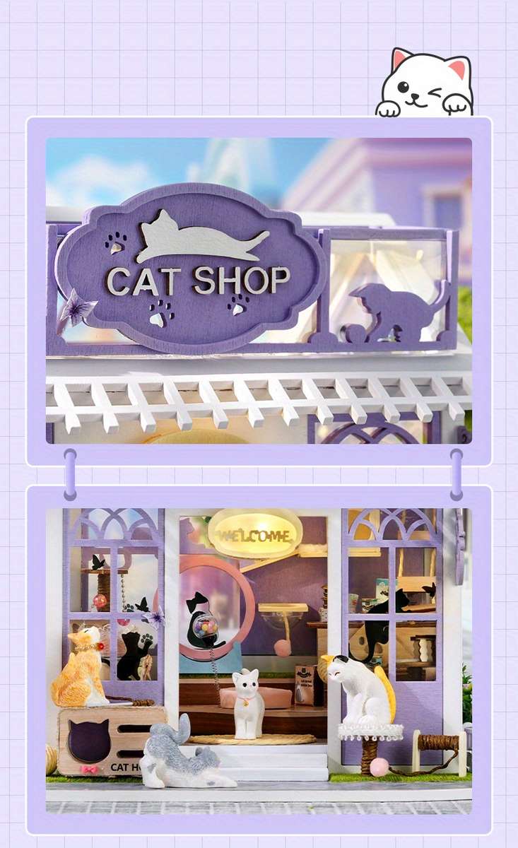 3D Building Model Puzzle Set Style Kitten Paradise