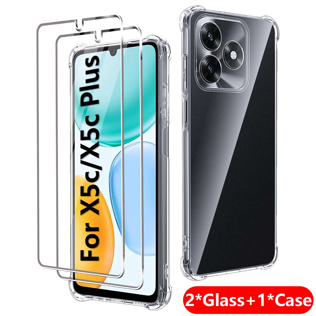 Screen Protector Compatible Model Honor X5C Plus Quantity 2*Glass 1*Cover